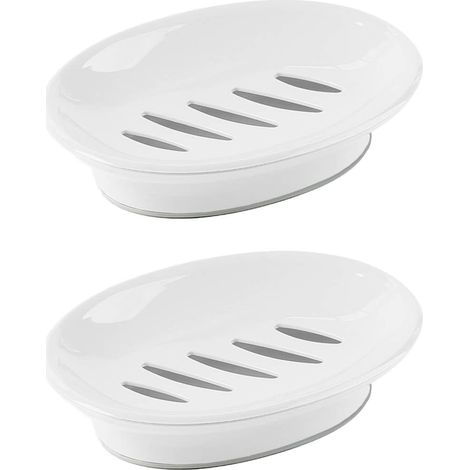 2er-pack Seifenschalen Mit Abtropfseifenhalter, Leicht Zu Reinigen, Seifensparer, Verhindert Austrocknen, Ablage Gegen Klumpige Seife Für Dusche, Badezimmer, Küche (weiß)