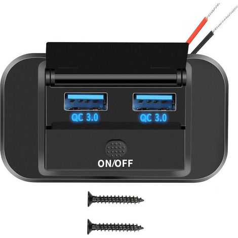 12v/24v 2-port Qc 3.0 36w Wasserdichtes Autoladegerät Mit Ein-/ausschalter Für Fahrzeuge Und Boote