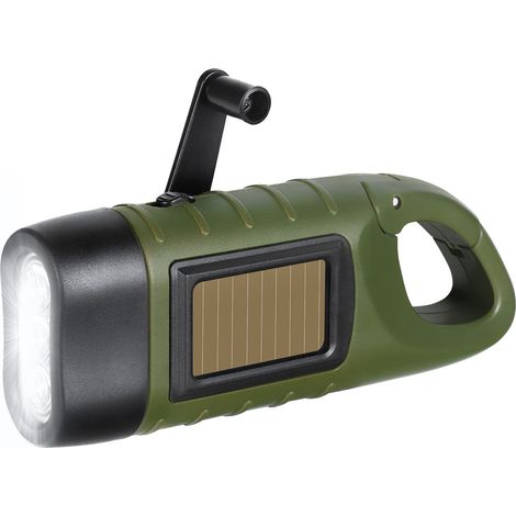 Solarbetriebene Kurbeltaschenlampe, Kompakte Led-taschenlampe Mit Notaufladung, Tragbare Überlebenstaschenlampe, Dynamotaschenlampe Mit Schnellverschluss-karabiner, Geeignet Für Outdoor-aktivitäten,