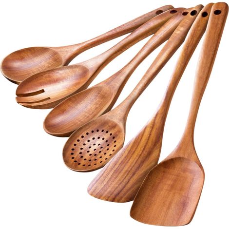 Set Mit 6 Spateln Aus Akazienholz, Natürliche Küchenutensilien