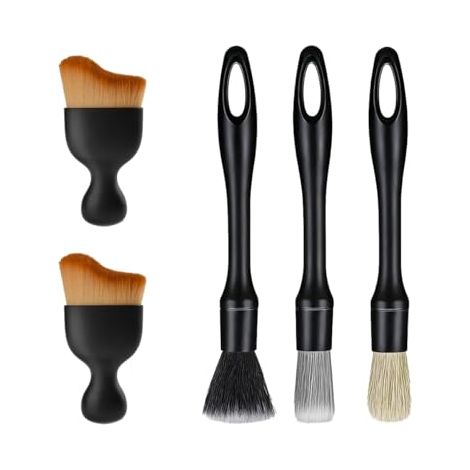 Set Mit 5 Autoreinigungsbürsten, Darunter 3 Ultraweiche Und Kratzfeste Wildschweinborstenbürsten Und 2 Belüftete Reinigungsbürsten.