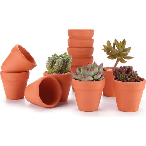 Aiducho 12 Mini-terrakotta-blumentöpfe (9 Cm) Für Sukkulenten Und Kakteen, Geeignet Für Kakteen, Sukkulenten, Blumendekoration, Hochzeiten, Partys, Zuhause, Garten Und Schlafzimmer