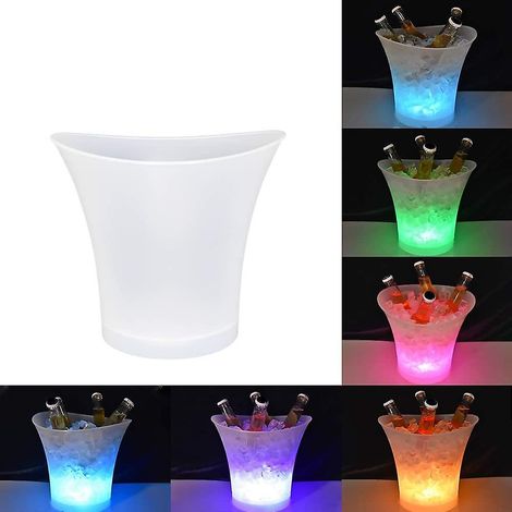 Eisbehälter, 5-liter-champagnerkühler Mit Led-beleuchtung, Gebogenes Design, Automatische Farbbeleuchtung, Ip65 Wasserdicht