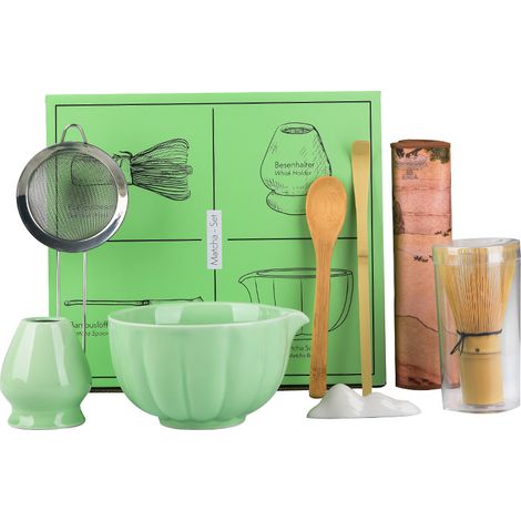 8-teiliges Matcha-set – Blütenblattförmige Schale, Schneebesen, Löffel Und Besteck