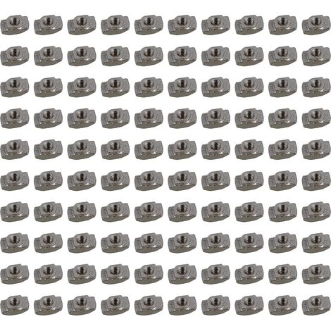 100 Stück T-muttern Aus Kohlenstoffstahl Nach Europäischem Standard, M4-gewinde, 10 X 6 X 4 Mm, Silberfarben