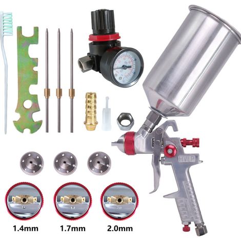 Farbpistole Mit 3 Düsen (1,4 Mm, 1,7 Mm, 2,0 Mm), Spritzpistole Mit 1000-ml-aluminiumbehälter (rot)