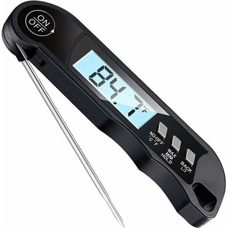 Multifunktionales, Wasserdichtes Grillthermometer Aus Faltbarem Edelstahl (schwarz)