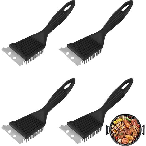 4-teiliges Grillreinigungsbürsten-set Aus Stahldraht Mit Pp-griff Und 430 Zinkflocken, 21 Cm, Hochwertige Grillreinigungsbürste