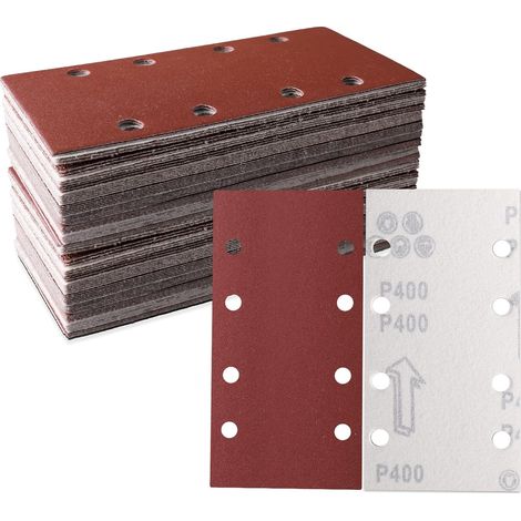 Packung Mit 30 Schleifblättern 93 X 185 Mm – Quadratisches, Selbstklebendes Schleifpapier Mit 8 Löchern – 800 Verschiedene Körnungen – Zum Polieren Und Entrosten