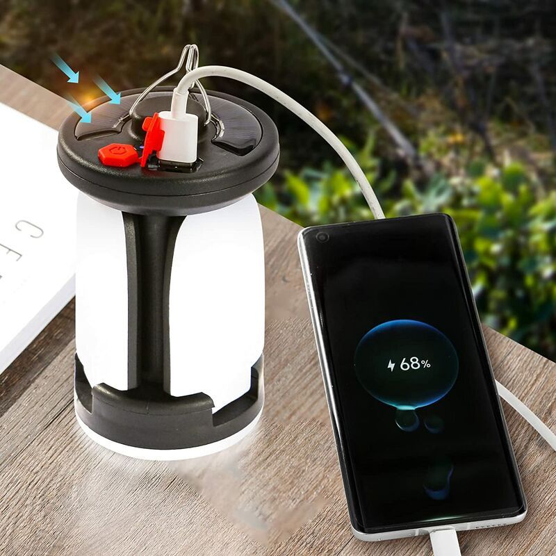 Wiederaufladbare Solar-campinglampe 500lm Powerbank 6 Modi Faltbar Für Camping, Ausflüge, Notfälle, Angeln, Höhlen [energieklasse A+++]