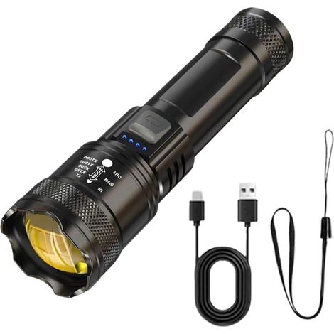 Wiederaufladbare Led-taschenlampe, Hochleistungs-taschenlampe, Tragbare Taschenlampe - Wasserdichter Taschenlampenmodus 250.000 Stunden.