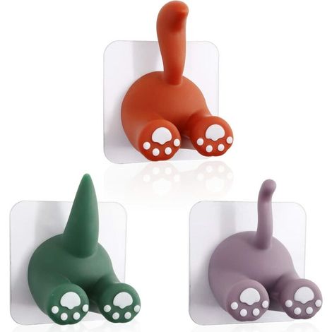 Set Mit 3 Mehrzweckhaken Für Haustierschwänze, Selbstklebende Wandhaken, Zahnbürstenhalter, Küche, Badezimmer, Handtuchhalter (3 Stück)