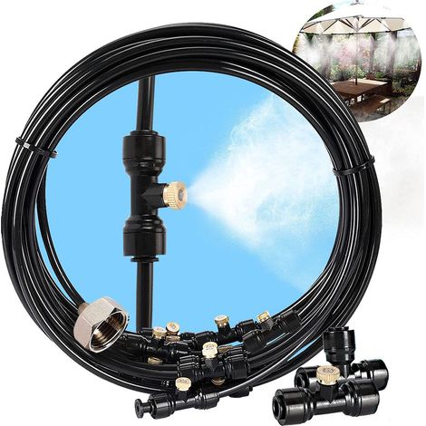 12-meter-terrassen-sprühsystem Mit 12 Sprühdüsen + 4 Ersatzdüsen + 1 Adapter (messing, 3/4"). Geeignet Für Terrasse, Garten, Gewächshaus, Trampolin Und Wasserpark.