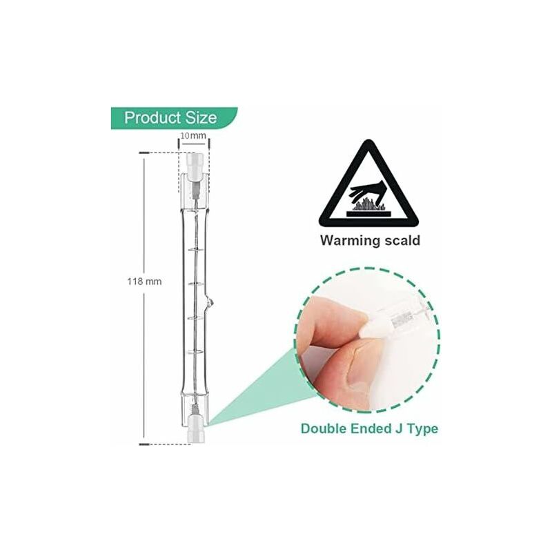 5er-pack R7s-halogenlampen, 118 Mm, 400 W, 230 V Dimmbare R7s-halogenstablampe (118 Mm) Für Gebäude-, Landschafts- Und Arbeitsbeleuchtung