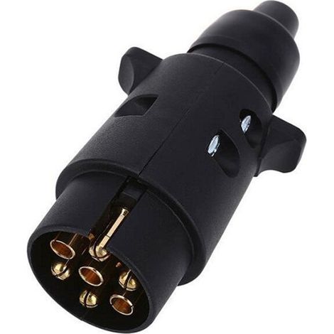 7-poliger Anhängerstecker, Männlich, Pkw-/wohnwagenanschluss, 12 V, Schwarz