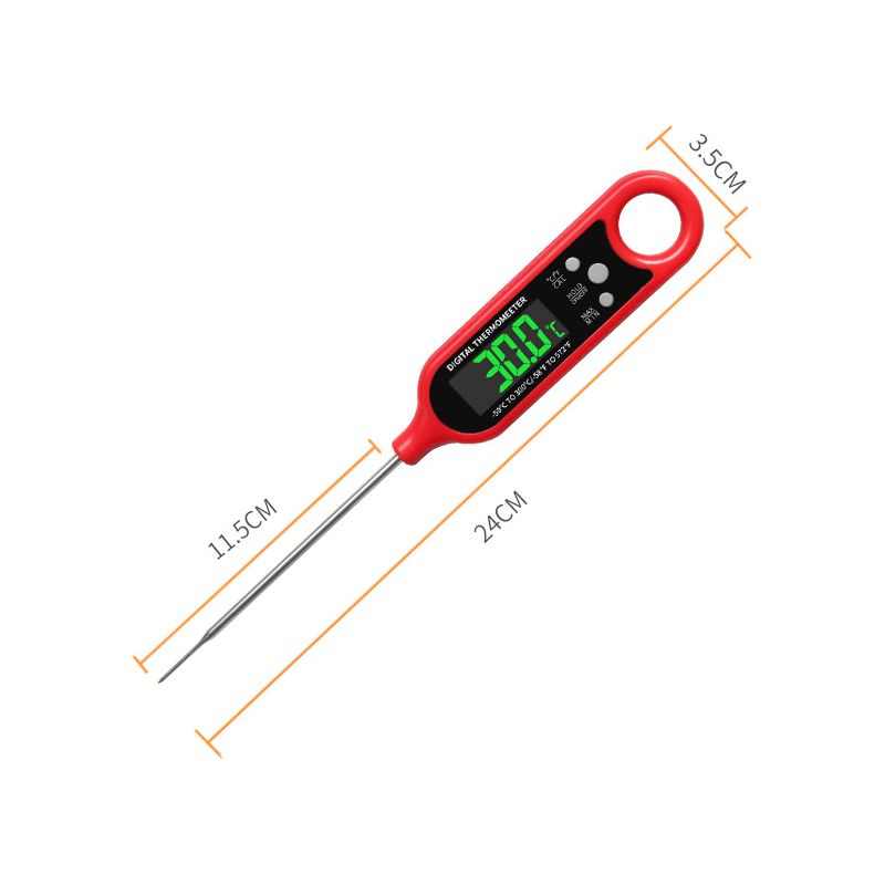 Küchenthermometer, Wasserdichtes 3s-sofortmessthermometer Mit Langer Sonde, Hintergrundbeleuchtung Und Magnet, Kalibrierungsknopf, Kabelloses Grillthermometer Für Grill/fleisch/steak