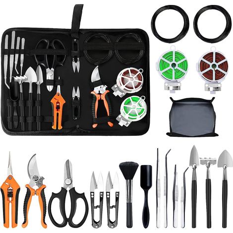 Bonsai-werkzeugset, 20-teiliges Set Für Anfänger In Der Zimmergärtnerei Und Sukkulentenzucht, Inklusive Bonsaidraht, Einer Umtopfmatte Und Einer Bonsaischere.