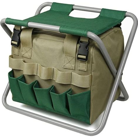 Klappbarer Gartenhocker Mit Abnehmbarer Gartengerätetasche, Kleiner Mehrzweckstuhl, Ideal Zum Campen, Angeln Und Für Outdoor-sportarten.