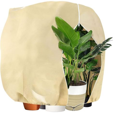 Pflanzenschutzabdeckung – 180 X 120 Cm – Beige – Dicke Winterabdeckung Für Pflanzen – Mit Verstellbarem Kordelzug