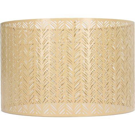 Sunxury Trommellampenschirm E27 E14, Clip In Tannenblattform, Dekorativer Lampenschirm Mit Metallausschnitt Für Decken-, Wand- Und Tischlampen, Gold