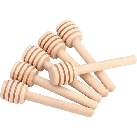 50 Stück Tragbare Mini-honigspender Aus Holz Für Den Haushalt, Inklusive Rührstab, Zum Dosieren Von Honig, 8 Cm, Holz