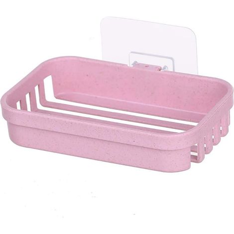 Wandmontierter Seifenspender Mit Abfluss, Der Keine Spuren Hinterlässt, Hält Die Seife Trocken Und Ist Leicht Zu Reinigen, Geeignet Für Duschen Und Badezimmer (rosa)