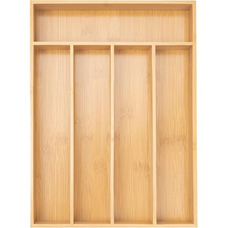 Küchenschubladen-organizer Für Geschirr, 5 Fächer, Naturholzfarbe.