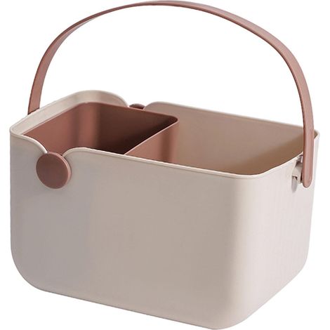 Tragbare Duschtasche, Aufbewahrungsbox Mit Griff, Aufbewahrungsbox Für Küchenkosmetik, Accessoires, Tragbare Dusche, Offener Beiger Korb.