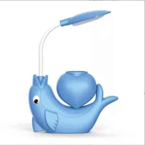 Led-tischleuchte Mit Delfin-augenschutz, Cartoon-design, Kreative Lade-tischleuchte (blau)