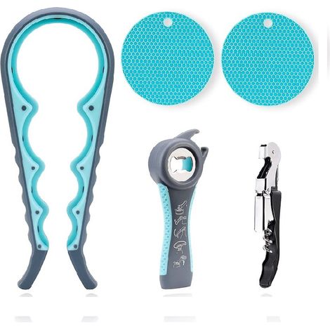 5er-set Glasöffner – Unterstützung Bei Arthritis – Mehrzweckwerkzeug – Blau
