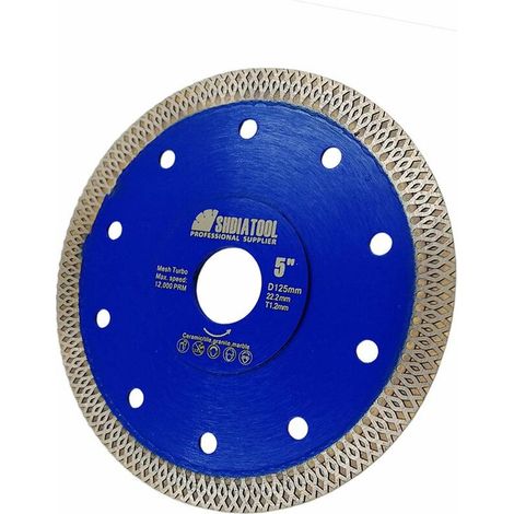 Diamanttrennscheibe Für Marmor, Porzellanfliesen Und Keramik (trockentrennung), Blaues Gewinde, 125 Mm
