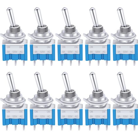 Packung Mit 10 Blauen Ein/aus-kippschaltern Mit 3 Spdt-anschlüssen – 125 V Ac, 6 A – Für Fahrzeuge, Lkw, Boote – Mts-102