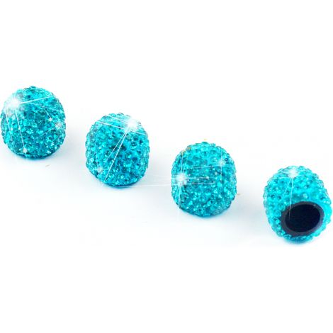 Ventilkappen, 4er-pack Handgefertigte Universal-autoreifenventilkappen Mit Kristallstrasssteinen, Attraktives, Glitzerndes, Staubdichtes Autozubehör (blau)