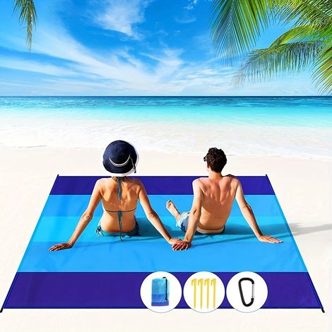 Wasserdichte Und Sandabweisende Stranddecke 2,1 × 2 M — Blauer Farbverlauf —