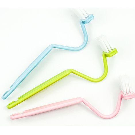 Set Mit 3 Gebogenen Wc-bürsten – Reinigung Schwer Zugänglicher Stellen – Badezimmerbürsten – Rosa/blau/grün