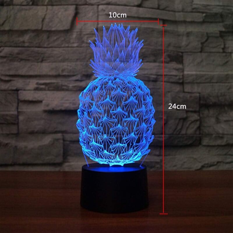 3d-led-nachtlicht Mit Optischer Täuschung, Nachttischlampe Mit 7 Farben Und Touch-steuerung Für Schlafzimmer Oder Tisch, Art-déco-nachtlicht Für Kinder Mit Usb-kabel, Ananas, Sonne