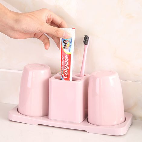 Kreatives Paar-badezimmer-set Mit Becher, Zahnbürstenhalter, Zahnpasta Und Waschmittel (nordisches Pulver)