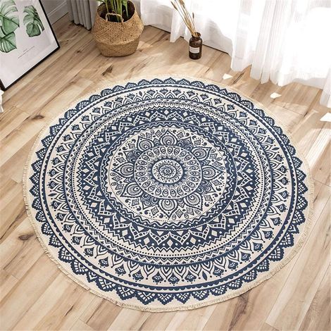 Runder Mandala-teppich – Baumwolle – Bohème-stil – Durchmesser: 92 Cm