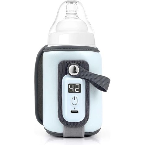Tragbarer Usb-flaschenwärmer, 5 Temperaturstufen, Passend Für Die Meisten Babyflaschen, Blau, Mit Cartoon-motiv, 1 Stück