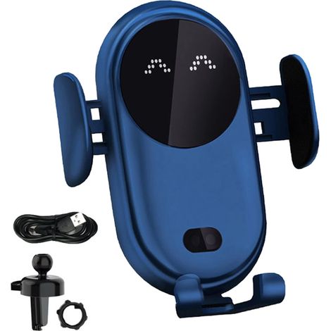 Aiducho Kabelloses Autoladegerät, Automatisches Induktionsladegerät Mit Klemme, 360° Drehbarer Auto-ladeclip Für Iphone, Samsung, Huawei, Lg Und Alle Anderen Geräte (blau)