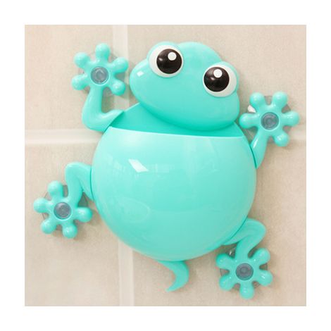 Niedlicher Zahnbürstenhalter In Froschform, Selbstklebender Zahnbürstenhalter, Zahnbürstenorganizer Fürs Badezimmer (blau)