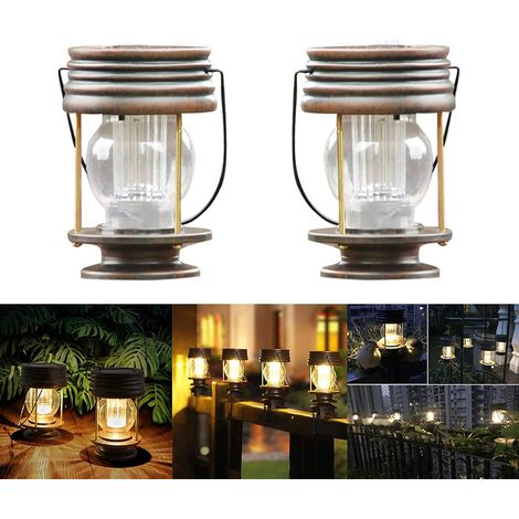 Solar-gartenlaterne, 2er-set Dekorative Retro-hängeleuchten Für Terrasse, Büro Und Party