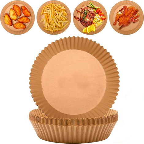 100 Stück Runde Backpapiere Für Heißluftfritteusen, 20 Cm Durchmesser, Antihaftbeschichtet Und Silikonbeschichtet