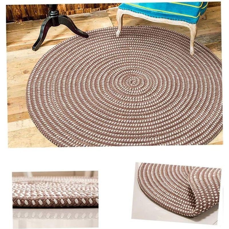 Handgeflochtener Teppich – Rund – Für Wohnzimmer, Schlafzimmer, Badezimmer, Kinderzimmer – Dunkelkamel (dunkles Kamel) – 40 X 40 Cm – Sonnig