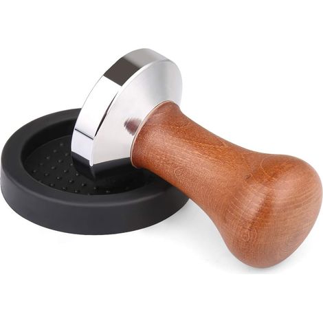 Stempel Aus Verchromtem Stahl Und Griff Aus Echtholz Mit Matte, Kaffeepresse - Kaffeemühle Für Kaffeemaschinenfilterhalter (51 Mm),