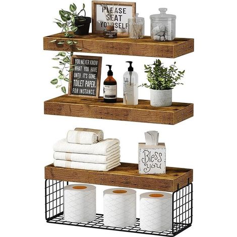 Schweberegal – Badezimmer-wandorganizer – Dunkles Holz – Elegantes Design