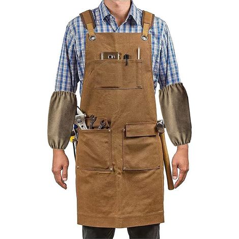 Schreinerschürze. Schürze Aus Gewachstem Segeltuch Mit Taschen Und Verstellbaren Trägern, Geeignet Für Damen Und Herren.
