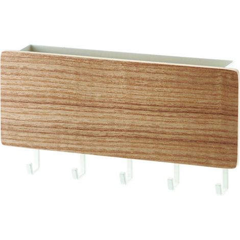 Wandmontierter Schlüsselorganizer Mit Ablage Und Haken, Stahl Und Holz, Für Zuhause