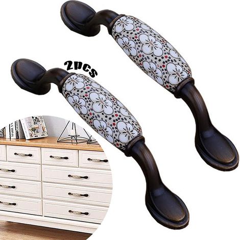 2-teiliges Schubladengriff-set, Schubladengriffe, Möbelgriffe, Schubladentürgriffe, Keramikgriff