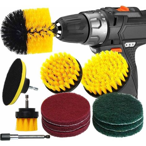 12-teiliges Set Aus Bohrbürsten Und Metallverlängerungsbürste Zur Reinigung Von Bohrmaschinen, Autos, Badezimmern, Badewannen, Küchen, Fliesen, Reifen Und Fenstern